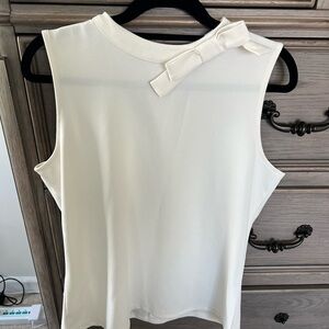 Ann Taylor Cream Bow-Detail Sleeveless Tank